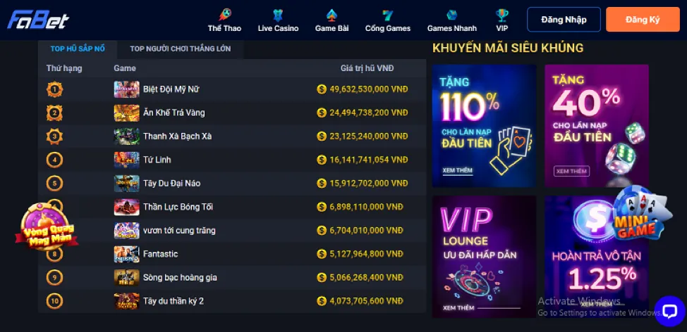 Banner khuyến mãi slot